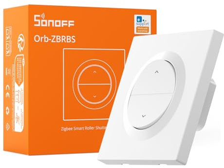SONOFF Fusion, Interrupteur de Volets Intelligent Zigbee, Orb-ZBRBS(MINI-ZBRBS-E), Contrôle Pourcentage, Minuterie et Voix, Répéteur Zigbee, Compatible avec Home Assistant, Fil Neutre Requis