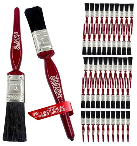 Box of 50 1 Inch Professional Paint Brushes - Multi Purpose Set of 50 1 Synthetic Paint Brush - Perfect for Fiberglass, Laminating, Gloss, Varnishes, Decorating both Interior & Exterior - Box of 50