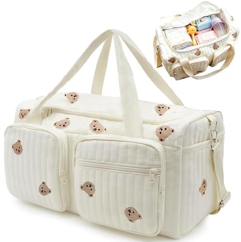 Sac à langer, sac de clinique, sac d'hôpital, sac à langer, sac à langer, sac à langer, sac à langer pour bébé, sac de maternité en coton avec broderie, sac de voyage pour les voyages, la naissance à