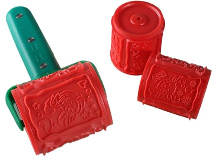 Tissting Embossed Rolling Pin mit 12 Weihnachtsmotiven, PP Konstruktion mit Edelstahlverbindungen und austauschbaren Walzen, Weihnachtskekse ausstechen fuer Zuhause Kochen Backen