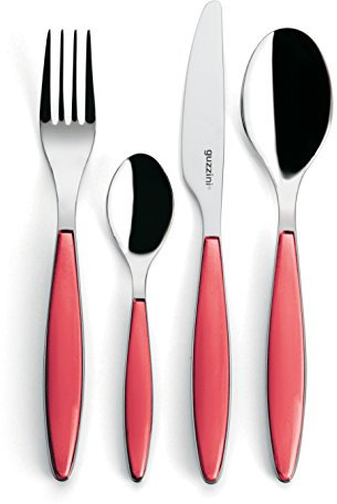 Guzzini Servizio di 24 posate Feeling rosso trasparente, per 6 persone, design: Robin Levien (2300.00.65)