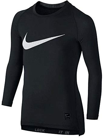 Nike Kids Boys Cool HBR Comp Long Sleeve (Little Big Kids), Black/Anthracite/White Medium