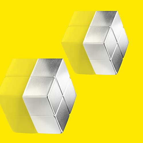 SIGEL GL704 extra starke Neodym-Magnete silber, massives Alu, 2er-Set, 2x2x1 cm SuperDym, für Glas-Magnettafeln und Glas-Whiteboards