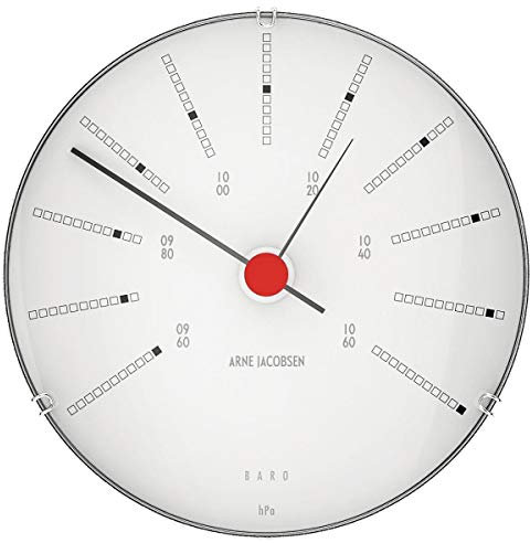 Arne Jacobsen Barometer Ø12 cm Bankers Originaldesign Kreative Details, weiss, Eiche
