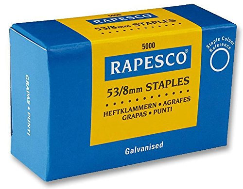 Rapesco – 0, Heftklammern 53/8 mm (Box von 5000)