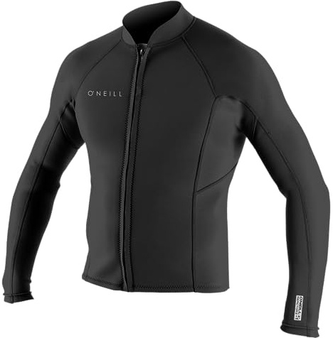 O'Neill Men’s Reactor-2 1.5mm Front Zip Long Sleeve Jacket, Lightweight Warmth and Flexibility for All Water Activities, Black, Large