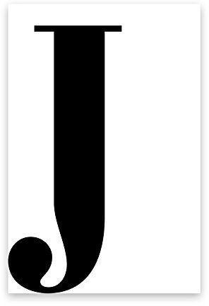 Kunstdruck Poster Bild Druck Motiv: Buchstabe J Schwarz 30x40cm