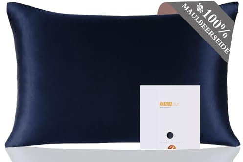 ZIMASILK 100% Mulberry Silk Pillowcase for Hair and Skin,Both Sides 19 Momme Silk, 1pc (40x80 cm, Navy Blue)