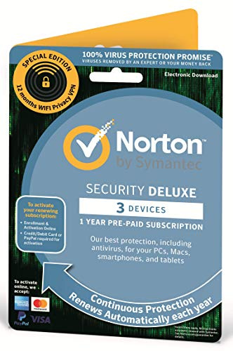 Norton Security Deluxe 2023 and Wifi Privacy |1 Year|3 Device|PC/Andriod/Mac/iPhones/iPads|Activation Code by Post