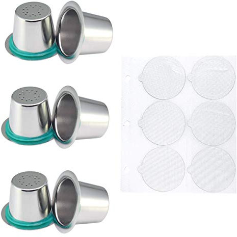 iSuperb 6 Pièces Rechargeables en Acier Inoxydable Capsules de Café Tasse Réutilisables Capsule de Café Filtre Compatible avec la plupart des modèles de machines à café Nespresso