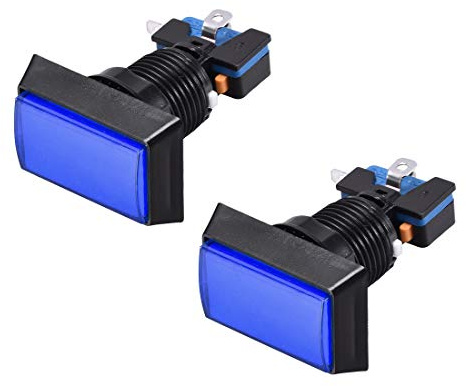 uxcell Lot de 2 boutons poussoirs rectangulaires 12 V LED lumineux avec micro interrupteur pour jeux vidéo d'arcade Bleu 49 x 33 cm