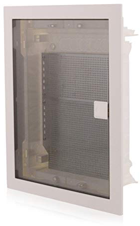 Intratec Multimediaverteiler Kommunikationsverteiler Unterputz, IP40, transparente Tür, 650°C Media, 346x442x92mm, Gehäuse Weiß RAL 9003