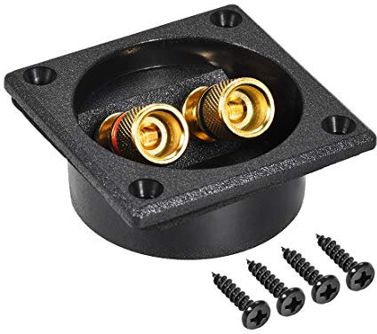 sourcing map 2-Way Square Speaker Box Terminal Binding Post Stereo Screw Connectors Subwoofer Plugs Black 1pcs