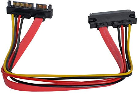 Cablecc Cable de extensión de alimentación de datos SATA III 3.0 7+15 22 pines SATA macho a hembra 30 cm