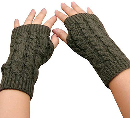 LCHULLE 1 Paar Fingerlose Handschuhe, warme Armhandschuhe, Winter, Strick, Häkelhandschuhe, Geschenk für Frauen und Mädchen,Dunkelgrau