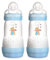 MAM A137 Easy Start Anti-Colic Bottle, Patented with SkinSoft™ Ultra Soft Silicone Teat, for Babies from 2 Months, Blue, Self-Sterilising in 3 Minutes, 260 ml, 2-Pack