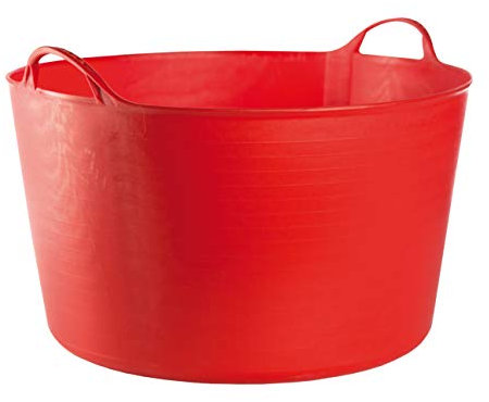 RED HOG Gartenkorb Kunststoff 55L Griffe Haltbarkeit: 120 kg Flexi Bag Wäschekorb Rund Behälter für Haus, Garten, Gebäude, Superstark, Mehrzweck, Verstärkungsrippen, Rissbeständig, Rot