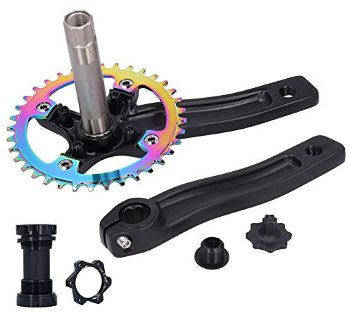VGEBY Single Speed Kurbelgarnitur 36T, 170mm Crankarms Bike Kurbelgarnitur mit Innenlager für Single Speed Bike Mountainbike Refit Links Rechts Kurbel(schwarz) Fahrräder Und Ersatzteile
