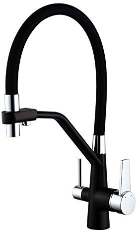 YADLCR Grifos de Cocina de 3 vías Cocina Osmosis Grifería Filtro Agua Grifos de Fregadero Giratorio con caño para purificador de Filtro de Agua y Fregadero de Cocina (Color : Black)