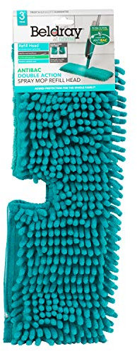 Beldray LA080196UFEU7 AntiBac Double-Face Tête de Serpillière Recharge en Microfibre, Traitée avec Protection Antibactérienne, Utiliser Sec ou Humide, Compatible avec Balai Vaporisateur L067098UFEU7