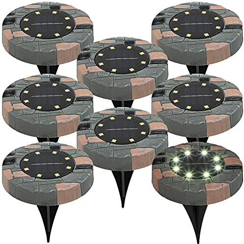Lunartec Solarbodenleuchten: 8er-Set Solar-Akku-Bodenleuchten mit 8 LEDs, warmweiß, IP44 (Boden Solarlampe, Solar Bodenleuchte Garten, LED Pflanzenlicht)