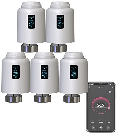 Qiumi Zigbee Smart Thermostatic Radiator Valve Supporting remote control by smart life app, voice control by Alexa and Google Assistant (OLED DISPLAY)