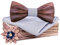 HZQIFEI Jeu de Nœud Papillon en Bois, Noeud Papillon Bois avec Carré de Tissu et Broche en Bois pour Cadeau, Réception, Mariage (C1, 3Pcs)