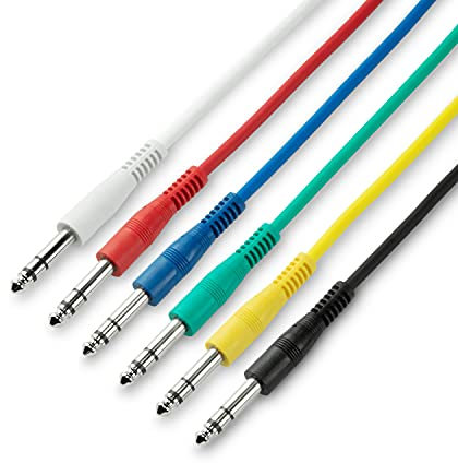 Adam Hall Cables 3 Star BVV 0015 - Set di 6 cavi patch jack stereo da 6,3 mm, 0,15 m