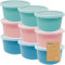 Codil Juegos Tupper de Plasticos para Alimentos,Tapers Redondo Pequeños Reutilizables Sin BPA,Recipientes con Tapa,Apto para Lavavajillas Microondas y Congelador(Rosa Verde y Azul,9x0.6L)