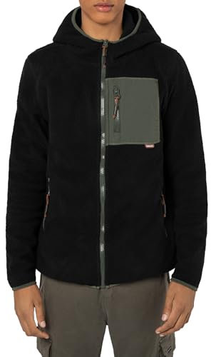Sublevel Herren Teddy Fleecejacke mit Kapuze Black XL