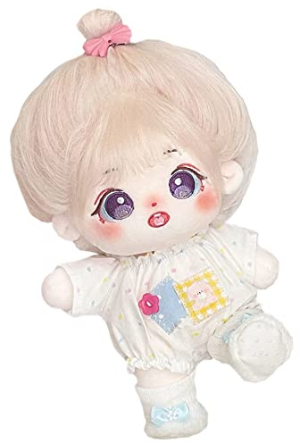 niannyyhouse 20cm Plüsch Puppe Lila Augen Mädchen Humanoid Gefüllte Körper kein Attribut 8 Normaler Körper Tragbare Kleidung Dress Up Geschenke (a-21-ohne Skelett)
