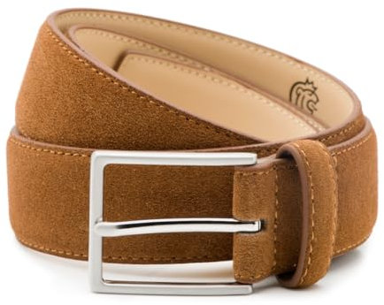 Riemen & Co Herrengürtel Bobby - Wildleder - Cognac - Breite: 3,5 cm - 105 cm