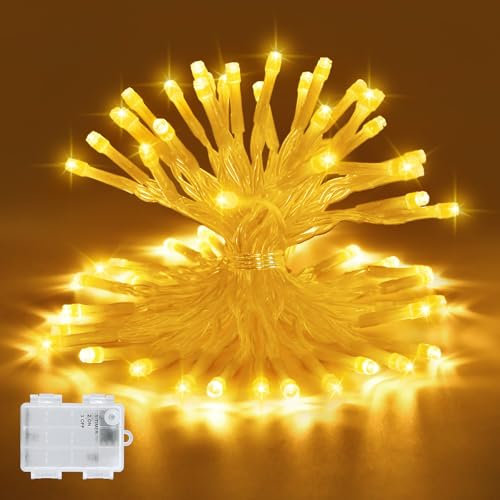 Etopgo Fairy Lights, 3M 30 LED Warm White Christmas Fairy Lights with 6h Timer, IP65 Waterproof Battery Operated String Lights for Indoor Outdoor Christmas,Home Decorations