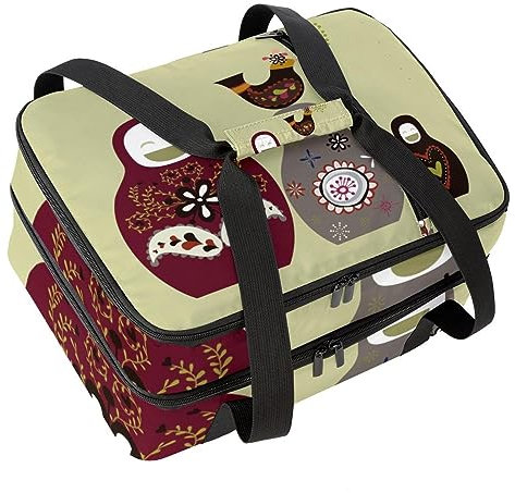 VAPOKF Lunch Bags for Women Men, Double Deck Lunch Cooler Bag Large Tote Bag Insulated Lunch Box for Work, School, Picnic, Camping - Cute Russian Dolls