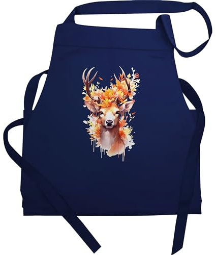 Shirtracer Schürze - Kompatibel mit Oktoberfest Party Kochschürze - Hirsch Geweih Hirschgeweih Hirschmotiv Geschenk Jäger Jägerin Jagd - 60x87 - Navy Blau - bayern bayrischer abend