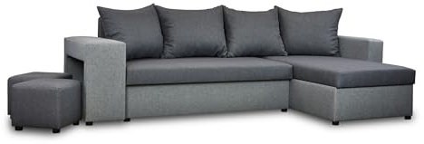 Generisch Möbel NAWSTOL - Ecksofa mit Schlaffunktion 205x130 cm - Eckcouch mit Bettkasten - Ecksofa Wohnlandschaft L Form (Linke oder RECHTE)