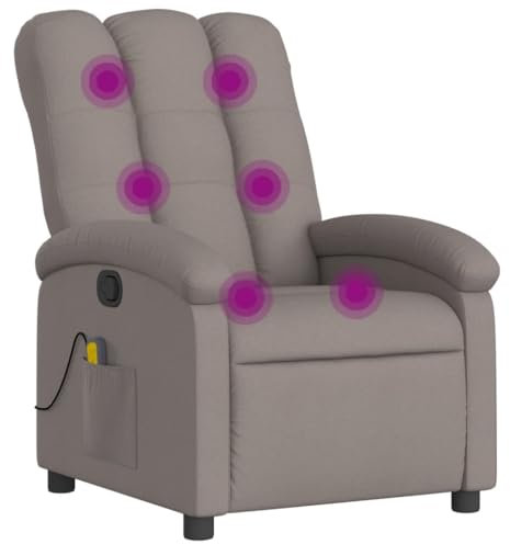 vidaXL Massagesessel, Sessel Verstellbare Rückenlehne, Fernsehsessel Relaxsessel mit Vibrationsfunktion, Liegesessel Polstersessel Ruhesessel, Taupe Stoff