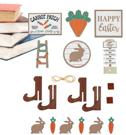 Set mit mehreren Ebenen für Ostern, Dekoration für Tabletts mit mehreren Ebenen, Ostern,19 Paneele aus Bauernhofholz – Kreatives Ebenentablett, lebendig