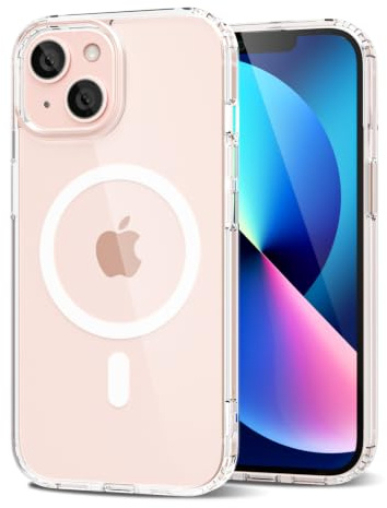 oakxco for iPhone 13 Case Clear Magnetic Compatible with Magsafe, Thin Slim Transparent Non Yellowing, Hybrid Soft Silicone Bumper & Hard Plastic Protective Cover for Women, Clear