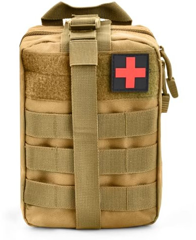 Erste Hilfe Tasche Molle Tasche Taktische Hüfttaschen Multifunktional Bauchtasche Militär Kompakt Gürteltasche Notfall-Überlebensset für Outdoor Camping Reisen (Khaki, Einheitsgröße)