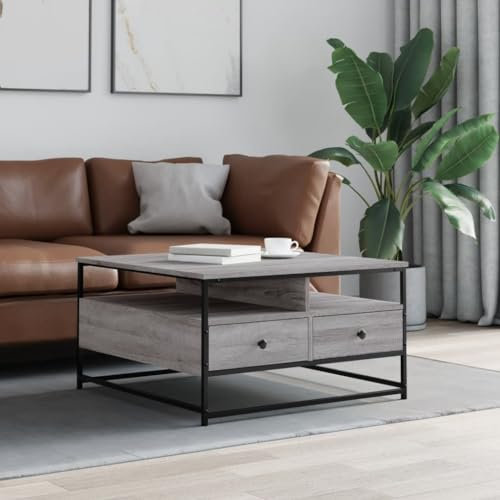 KTHLBRH Salontisch Wohnzimmertisch Sofatisch Wohnzimmerdeko Couchtisch Grau Sonoma 80x80x45 cm Holzwerkstoff für Wohnzimmer, Büro, Schlafzimmer