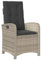 vidaXL Gartensessel mit Kissen, Gartenstuhl mit Verstellbarer Rückenlehne, Liegestuhl mit Stahlrahmen, Sessel Stuhl Relaxsessel, Hellgrau Poly Rattan