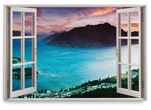 Paul Sinus Wandbild 120x80cm Fensterbild Lake Wakatipu Neuseeland See Natur Berge
