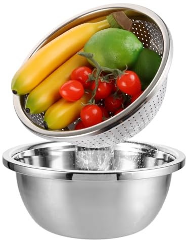 JMIATRY Lot de 2 Cul de Poule Inox 26cm, Cul de Poule, Saladier Inox Bols de Service, Bol cuisine multifonctionnel