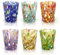 MAZZEGA ART & DESIGN - 6 Bicchieri Tumbler Colombina in Vetro Soffiati e Lavorati a Mano con Murrine di Murano, linea “I Colori di Murano” 350 ml. Made in Italy (MIX, 6)