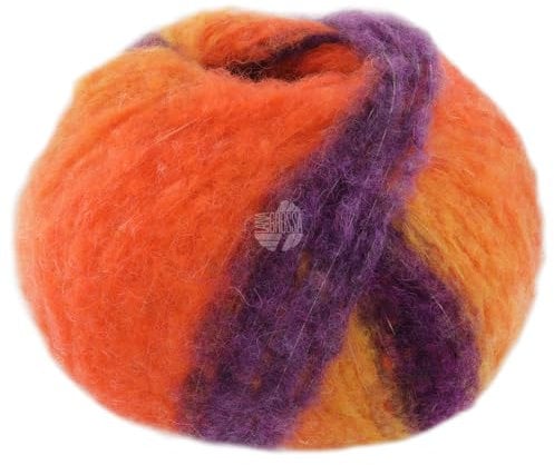 LANA GROSSA Gigante | Handstrickgarn aus 70% Alpaka (Fein) & 30% Polyamid | 100g Wolle zum Stricken & Häkeln | 300m Garn | Dunkelviolett/Gelb/Graulila/Orange/Blauviolett - 2