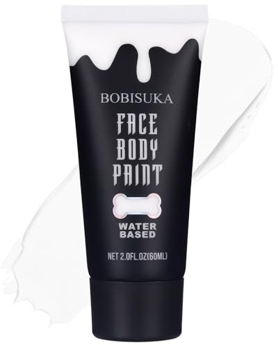 BOBISUKA Halloween Pintura Facial Blanco Lavable - Pinturas Corporales para Maquillaje Teatral, Carnaval, Fiesta, No Tóxico Resistente al Agua Larga Duración