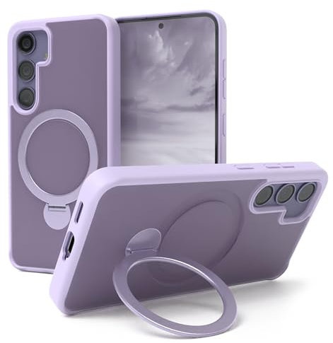 EAZY CASE - Handyhülle für Samsung Galaxy S24 Schutzhülle mit Ständer kompatibel mit Galaxy S24 Hülle mit 360° Ring & Magnetfunktion zum Aufstellen stoßfest induktives Laden Cover in Lila