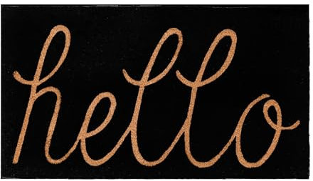 THEODORE MAGNUS Door Mat – Coir Doormat for Outdoor Entrance, Durable Welcome Mat with Non-Slip Backing, Perfect for Front Door and Entryway - Outdoor/Indoor - Hello - Black