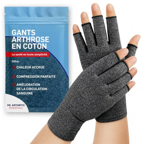 Dr. Arthritis Essentials Open-Fingertip Arthritis Gloves, Compression Gloves Ideal as Raynauds Gloves, Hand Brace for Arthritis (Grey, Medium)